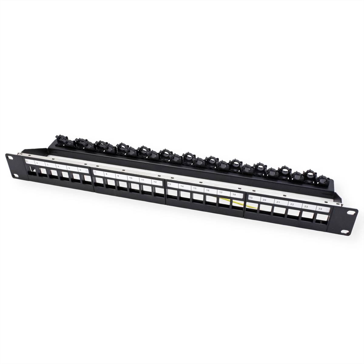 ROLINE Panneau de brassage 19" vide pour Keystone, 24 ports blindés, Fixation par clip, noir-4