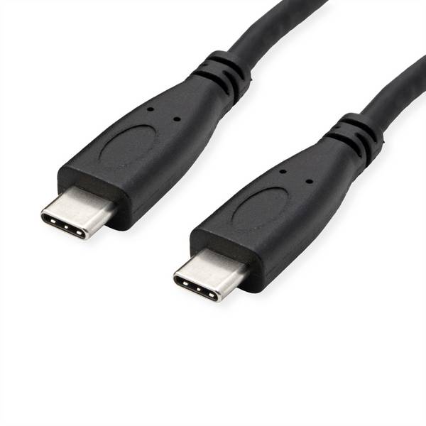 ROLINE Câble USB 3.2 Gen 2, avec PD, C-C, M/M, 4K UHD-1, 10Gbit/s, Emark, 100W, noir, 0,5 m