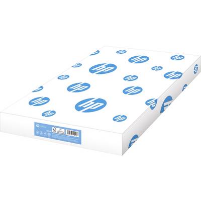 Un paquet de papier d'impression HP, 500 feuilles, avec un emballage bleu et blanc et des logos HP.