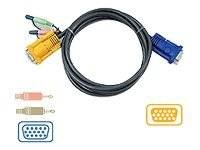 ATEN KVM Câble de raccordement [1x VGA mâle, Jack mâle 3.5 mm - 1x VGA femelle, Jack mâle 3.5 mm] 3.00 m noir-1