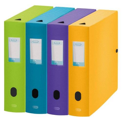 Boîte de classement plastique Oxford Memphis dos 8 cm couleurs assorties mode - Lot de 8-0