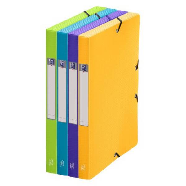 Chemise box Oxford Memphis plastique 24x32 cm dos 2,5 cm - couleurs mode assorties - Lot de 12