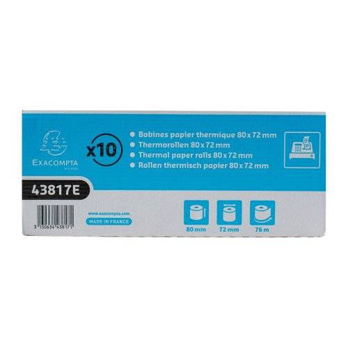Bobines caisses Exacompta 43817E - l 80 mm x L 76 m, Ø 80 mm - 1 pli(s) - paquet de 10-0