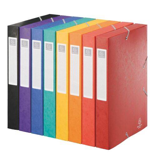 Chemise box Cartobox Exacompta 24 x 32 cm couleurs assorties dos 4 cm - Lot de 10-0