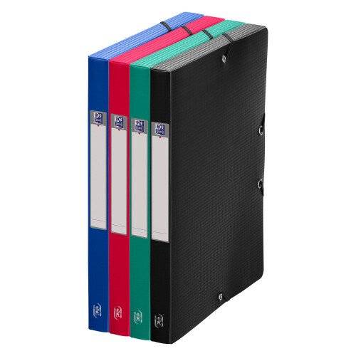 Chemise box plastique - format 24 x 32 cm - dos 2,5 cm - couleurs assorties - Lot de 12-0