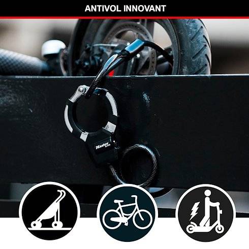 MASTER LOCK Câble Antivol à Clé avec Menotte [1m] 8275EURDPROBLK-2