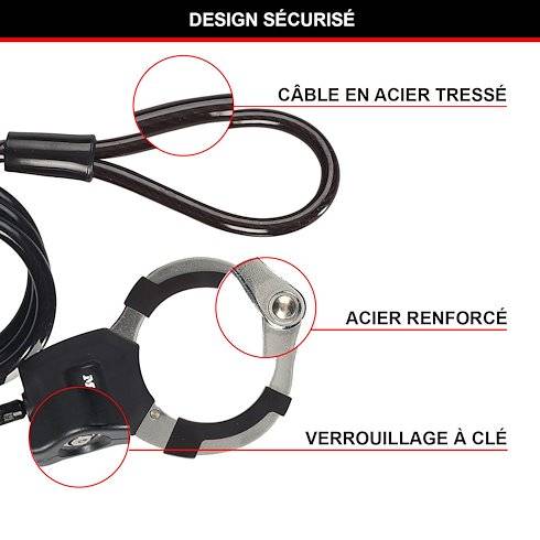 MASTER LOCK Câble Antivol à Clé avec Menotte [1m] 8275EURDPROBLK-4