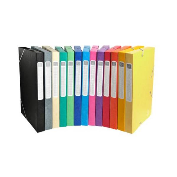 Chemise box Cartobox Exacompta 25 x 33 cm dos 2,5 cm - couleurs assorties - Lot de 25