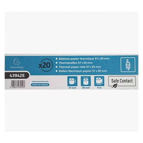 Bobines Terminaux bancaires Exacompta 43942E - l 57 mm x L 9 m, Ø 30 mm - 1 pli(s) - paquet de 20-0