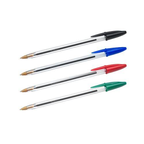 Stylo bille Bic Cristal écriture fine. Pochette de 10 couleurs classiques-0