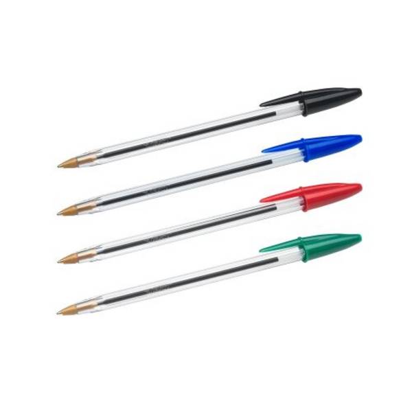 Stylo bille Bic Cristal écriture fine. Pochette de 10 couleurs classiques