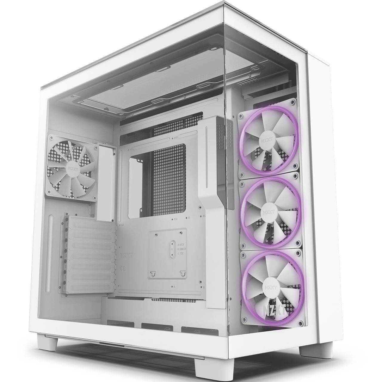 NZXT H9 Elite, Midi Tower, PC, Blanc, ATX, micro ATX, Mini-ITX, Acier inoxydable, Verre trempé, 16,5 cm-0