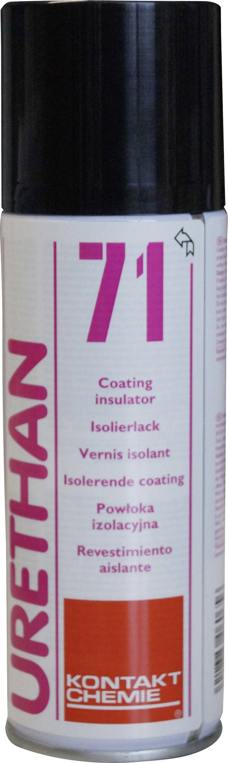 Bombe de vernis isolant "Urethan 71" de Kontakt Chemie, spécialement conçue pour le revêtement et l'isolation des composants électroniques.
