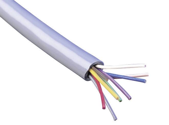 Câble composé de plusieurs fils colorés dépassant d'une gaine grise, illustrant la diversité des connexions électriques.