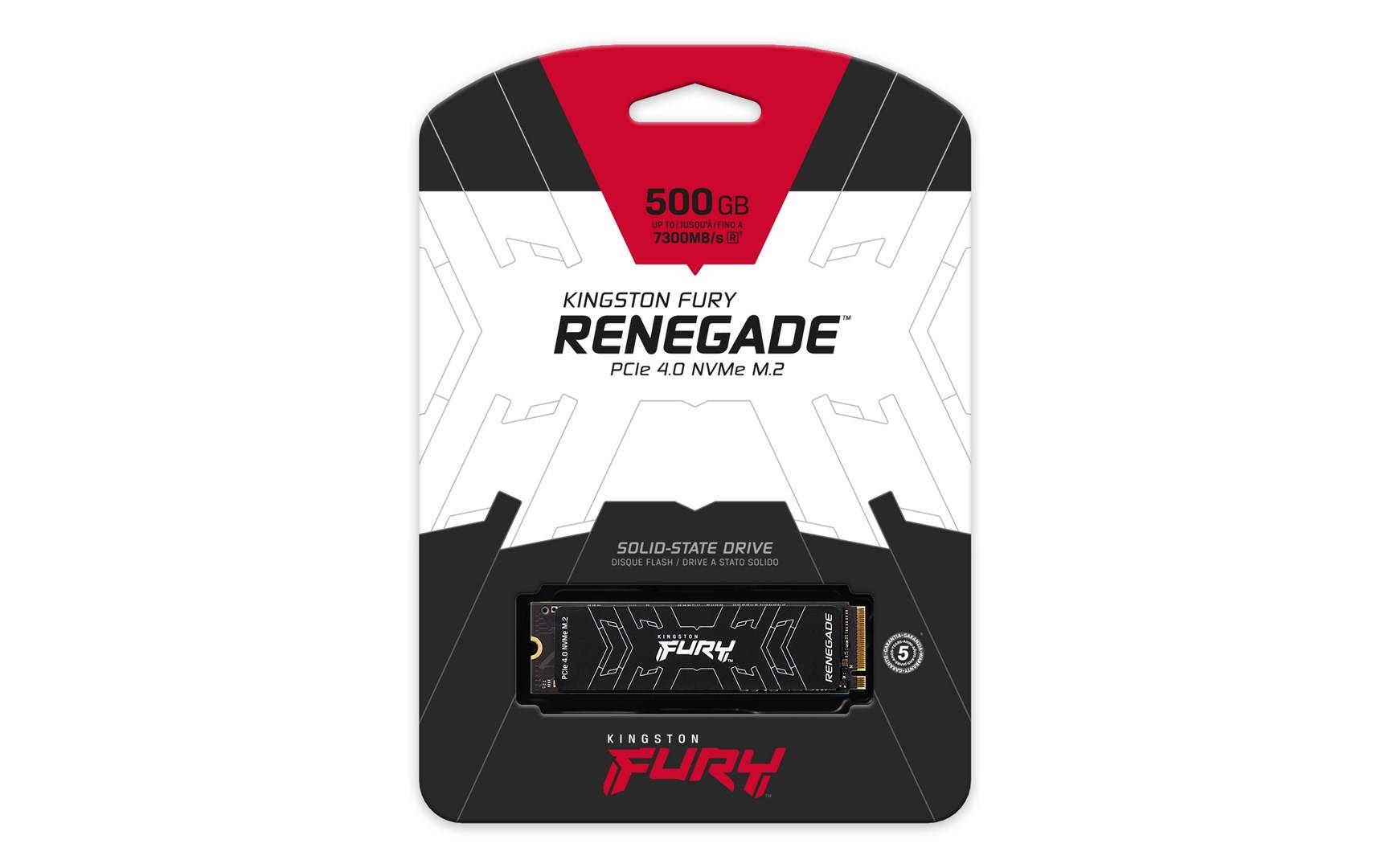 Kingston Fury Renegade 500 GB SSD interne M.2 PCIe NVMe 4.0 x4 SFYRS/500G-2