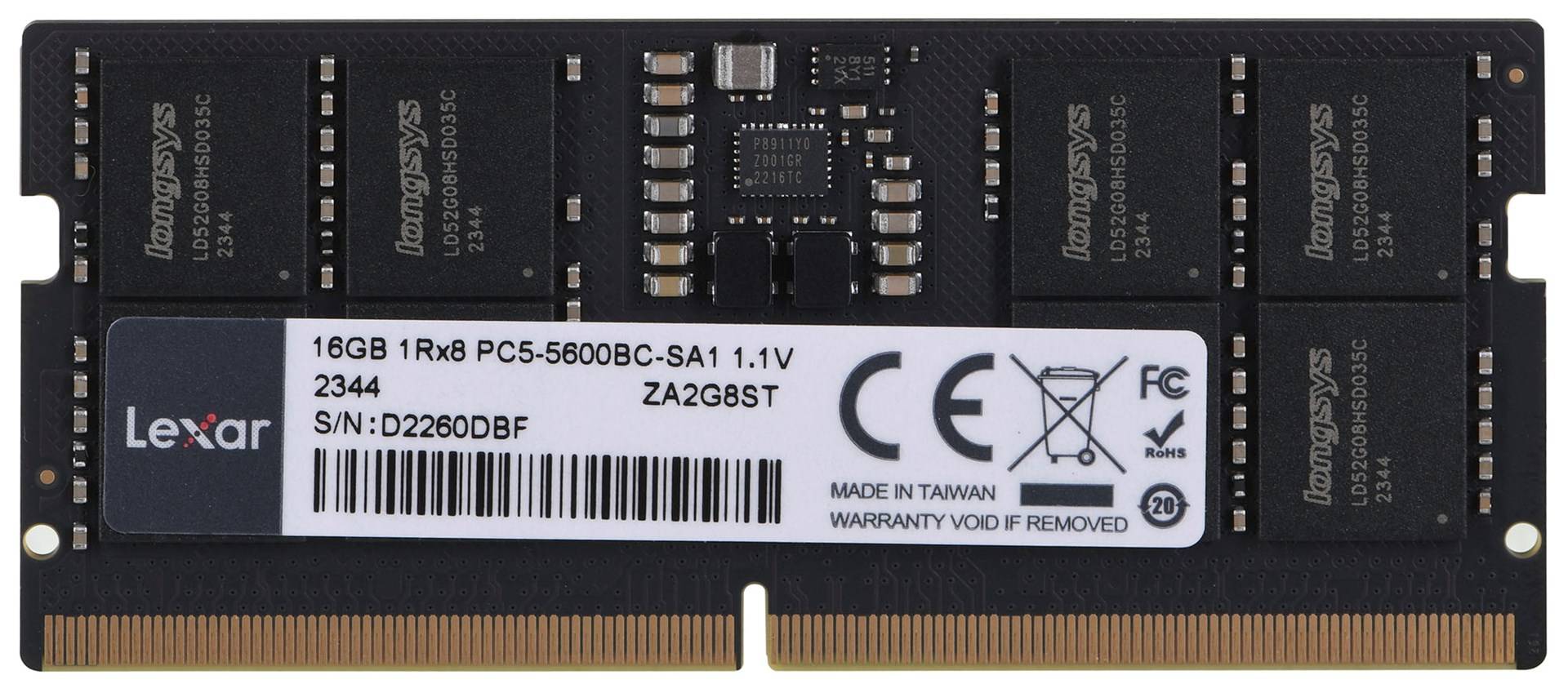 Lexar LD5S16G56C46ST-BGS, 16 Go, 1 x 16 Go, DDR5, 5600 MHz, 262-pin SO-DIMM-0