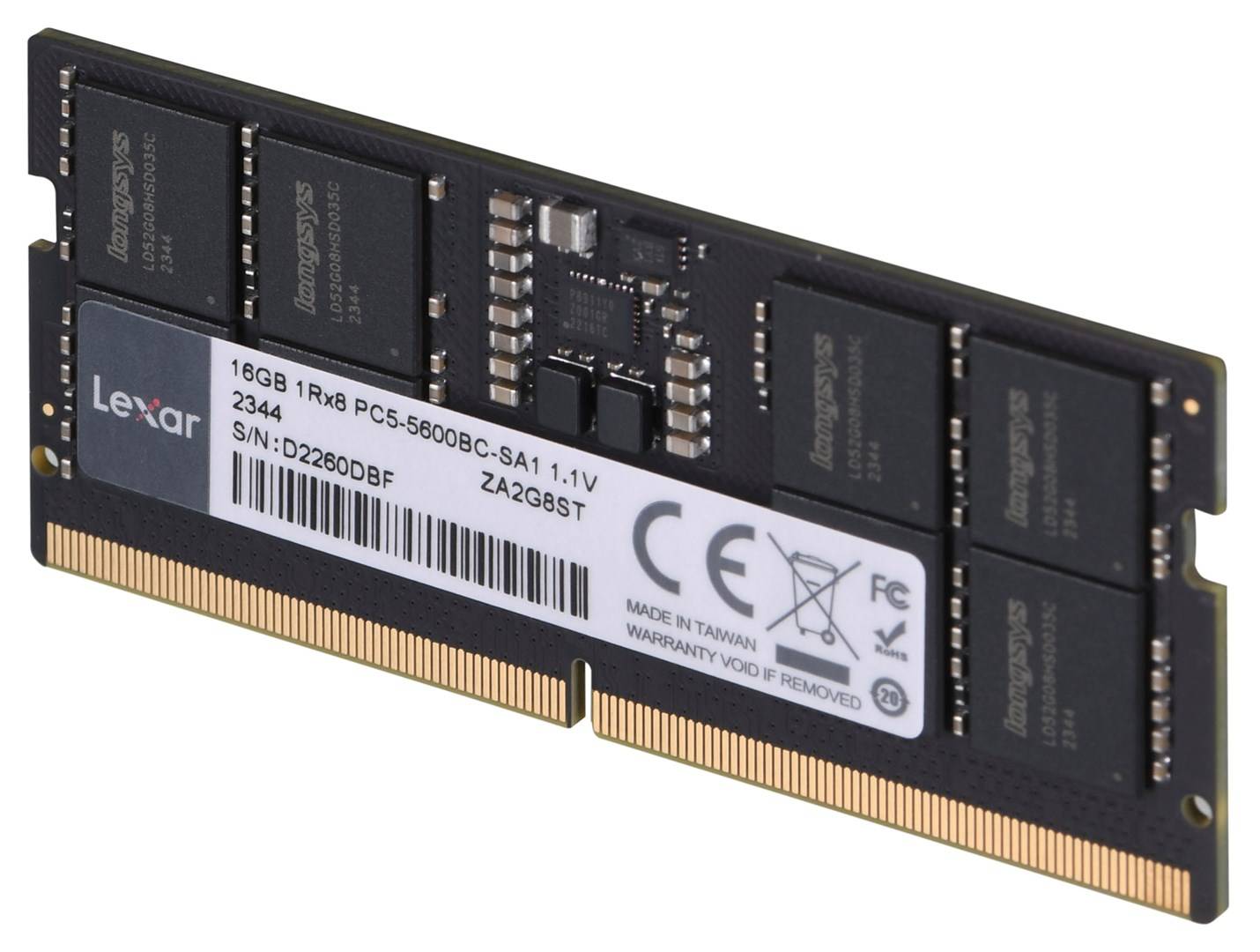 Lexar LD5S16G56C46ST-BGS, 16 Go, 1 x 16 Go, DDR5, 5600 MHz, 262-pin SO-DIMM-2