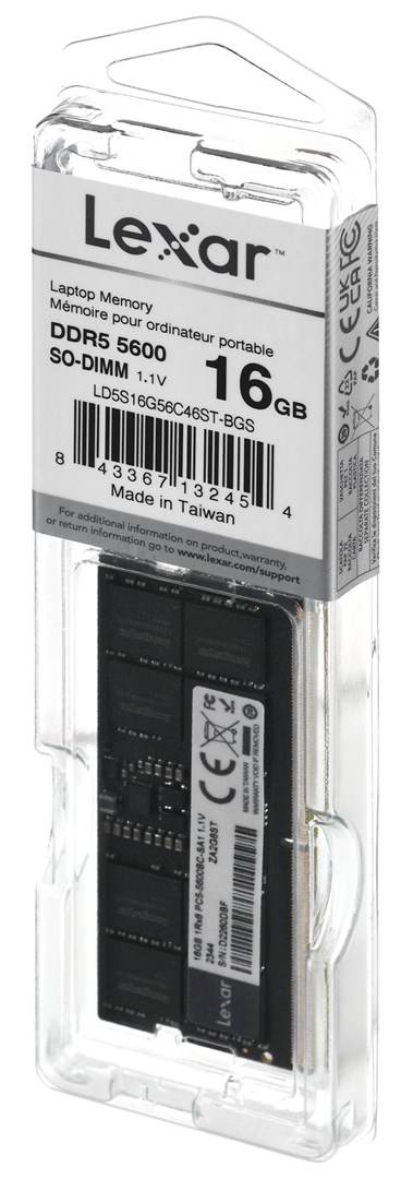 Lexar LD5S16G56C46ST-BGS, 16 Go, 1 x 16 Go, DDR5, 5600 MHz, 262-pin SO-DIMM-3