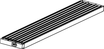 Esquisse d'une plateforme rectangulaire recouverte de lignes parallèles et uniformes.