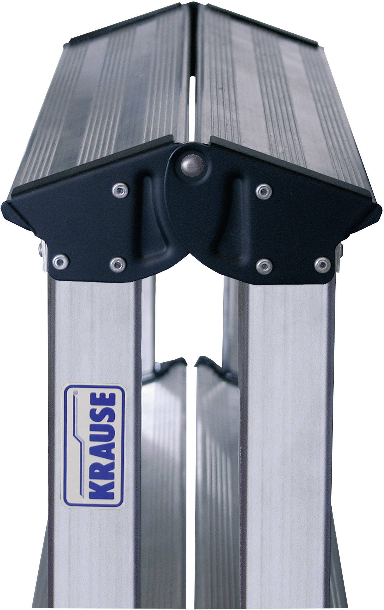 Échelle télescopique en aluminium de Krause, repliée, vue de face avec logo de marque visible