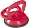 Poignée à ventouse rouge en plastique, pour une fixation sécurisée sur des surfaces lisses, avec une ventouse en caoutchouc noir.