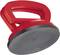 Ventouse rouge avec base en caoutchouc rond, utilisée pour soulever des surfaces lisses comme le verre ou les carreaux.
