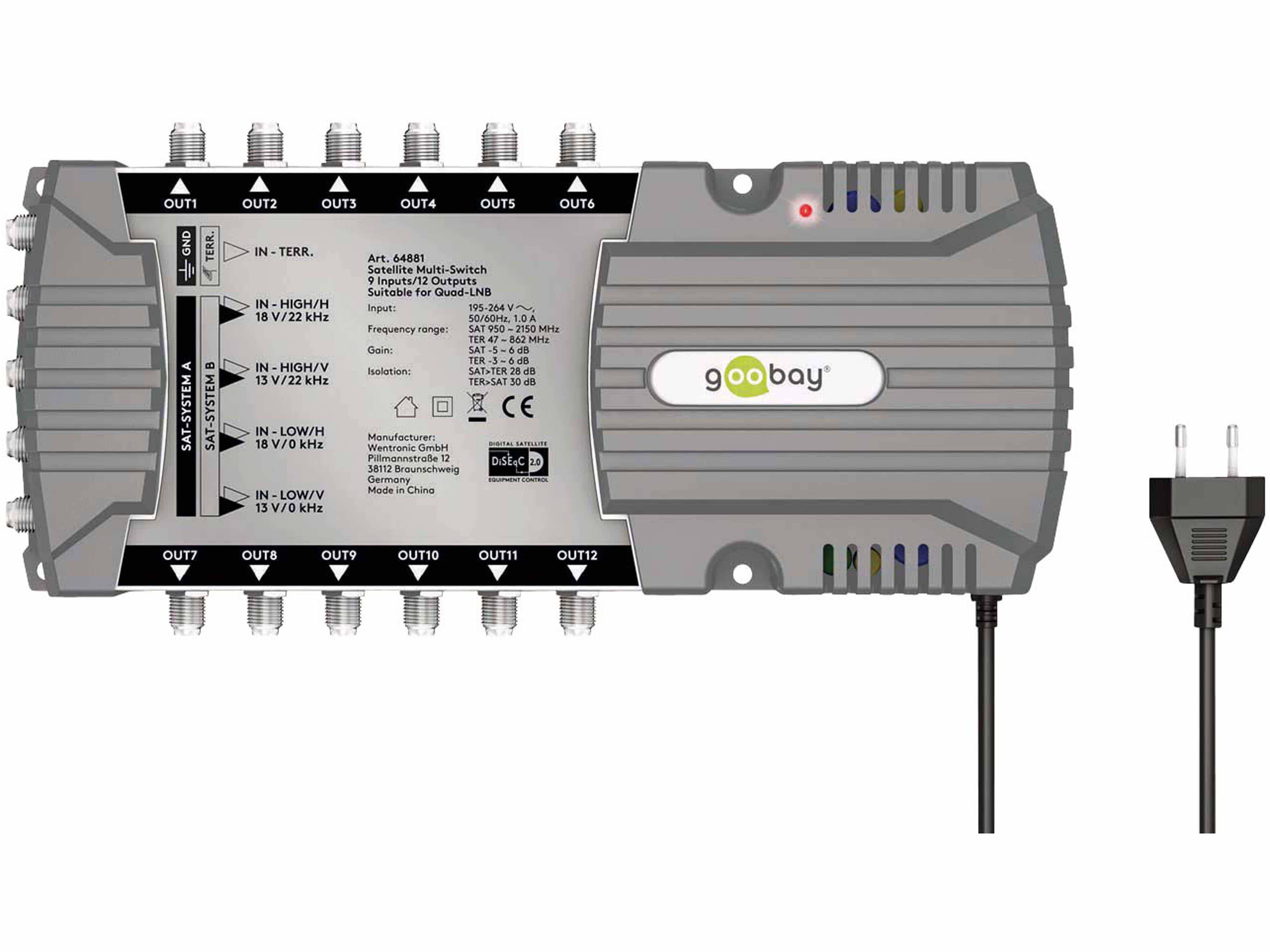 Image du symbole pour Commutateur multiple satellite Goobay 9 entrées/12 sorties - distributeur pour un maximum de 12 participants de deux...