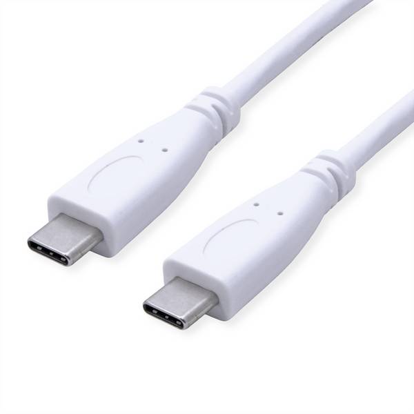VALUE Câble USB 3.2 Gen 2, avec PD, C-C, M/M, 4K UHD-1, 10Gbit/s, Emark, 100W, blanc, 0,5 m