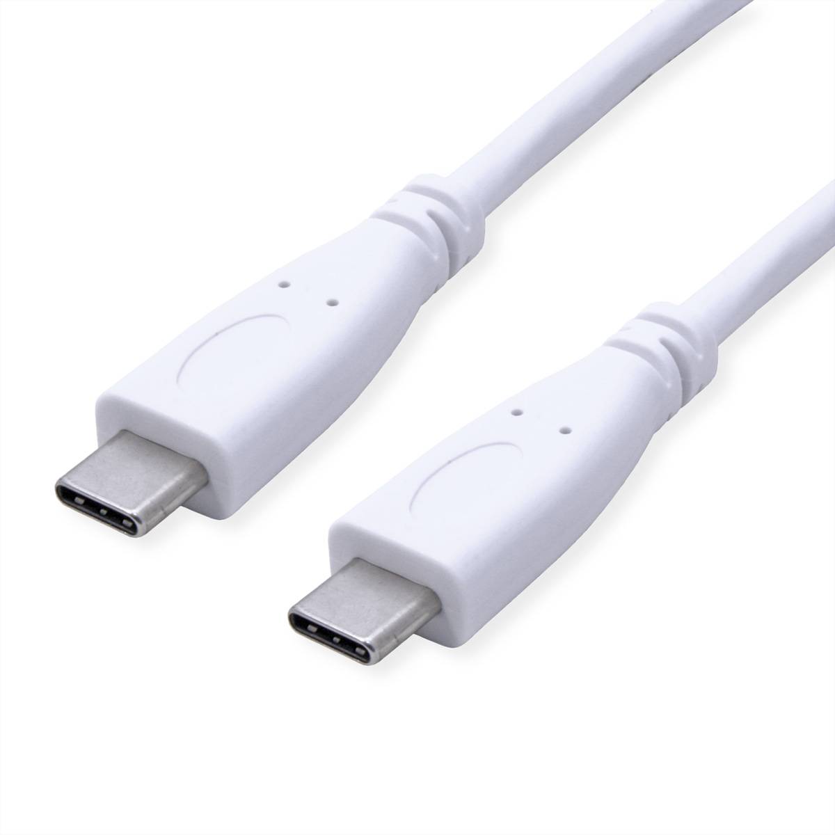 VALUE Câble USB 3.2 Gen 2, avec PD, C-C, M/M, 4K UHD-1, 10Gbit/s, Emark, 100W, blanc, 1 m-0