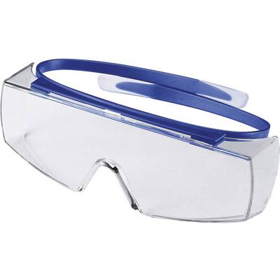 Lunettes de protection avec visière transparente et bandeau de tête bleu pour la protection des yeux lors de travaux manuels.