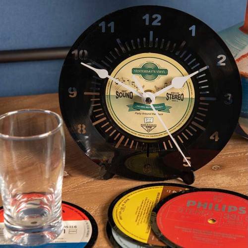 Horloge vinyle 45T recyclé YELLOW-2