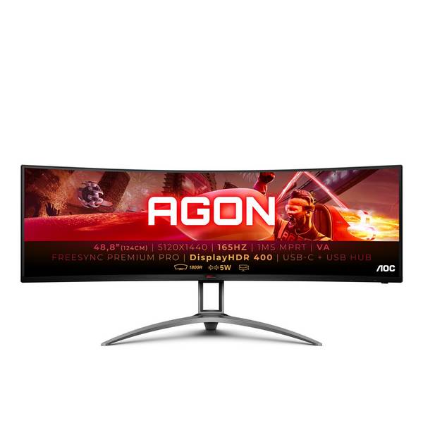 AOC B2 AG493UCX2, 124 cm (48.8"), 5120 x 1440 pixels, Quad HD, LED, 1 ms, Noir