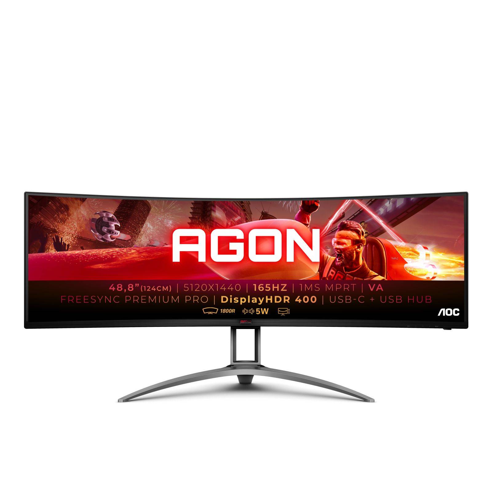 AOC B2 AG493UCX2, 124 cm (48.8"), 5120 x 1440 pixels, Quad HD, LED, 1 ms, Noir-0