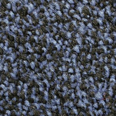 Gros plan sur la texture d'un tapis aux motifs bleus et noirs.