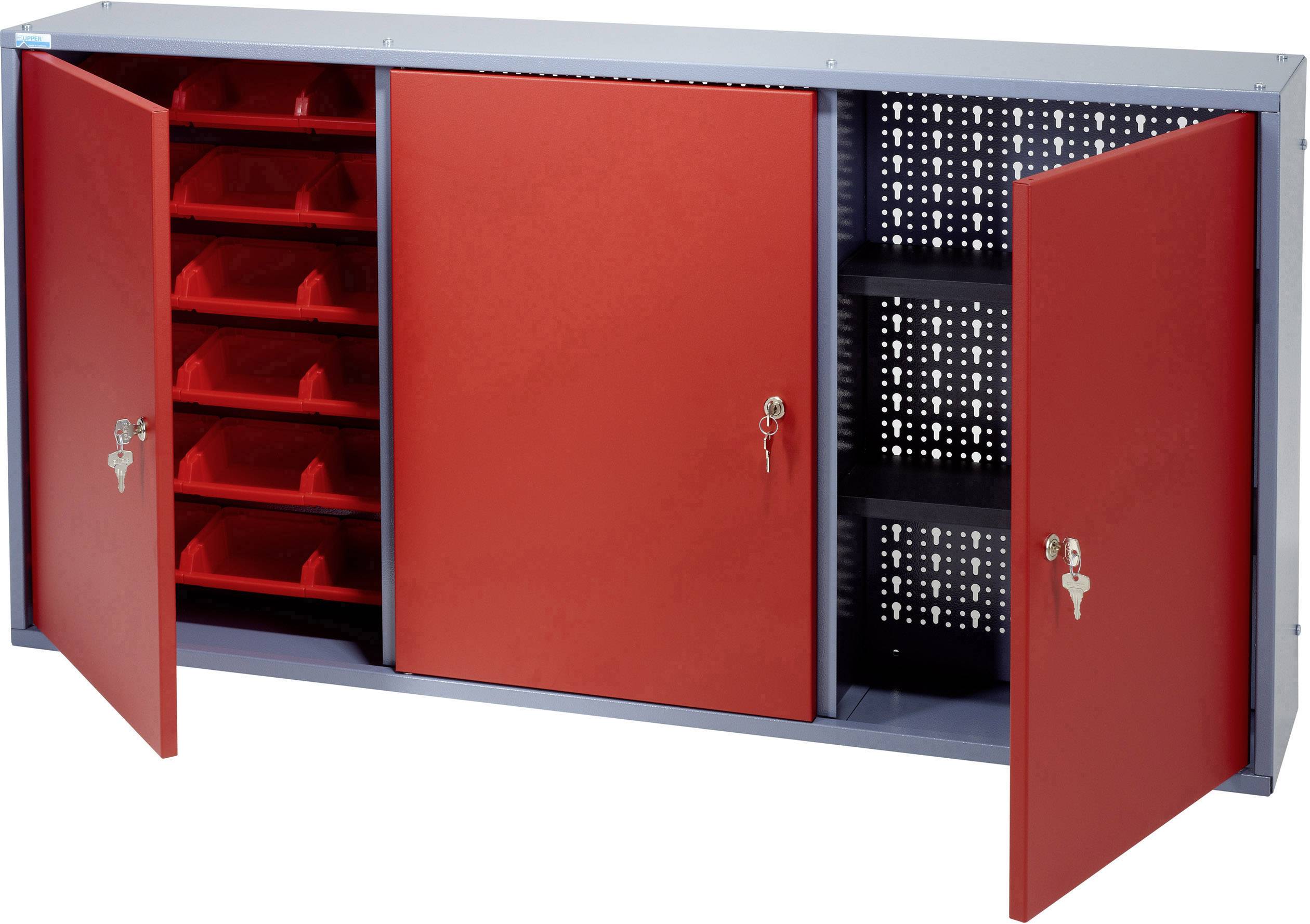 Armoire murale 120 cm 3 portes 2 étagères et 18 casiers rouge Küpper 70192