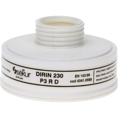'Filtre à particules blanc DIRIN 230 P3 R D' pour masques respiratoires, certifié selon EN 143:00, avec code produit 4341.0589.