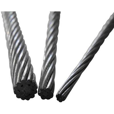 Câble métallique composé de plusieurs torons torsadés, présentant différentes vues en coupe. Adapté aux applications techniques et aux opérations de levage.