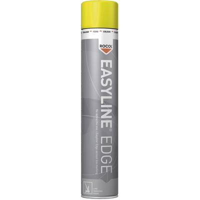 Bombe aérosol de la marque Rocol 'Easyline Edge' avec couvercle jaune, utilisée pour tracer des lignes nettes sur les sols.