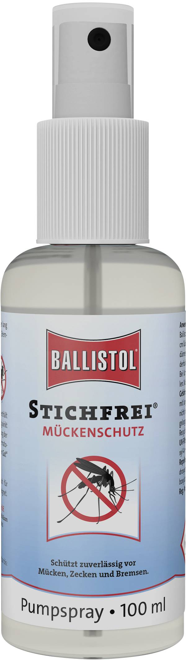 Spray anti-insectes Ballistol Stichfrei 100 ml, protège contre les moustiques, les tiques et les taons.