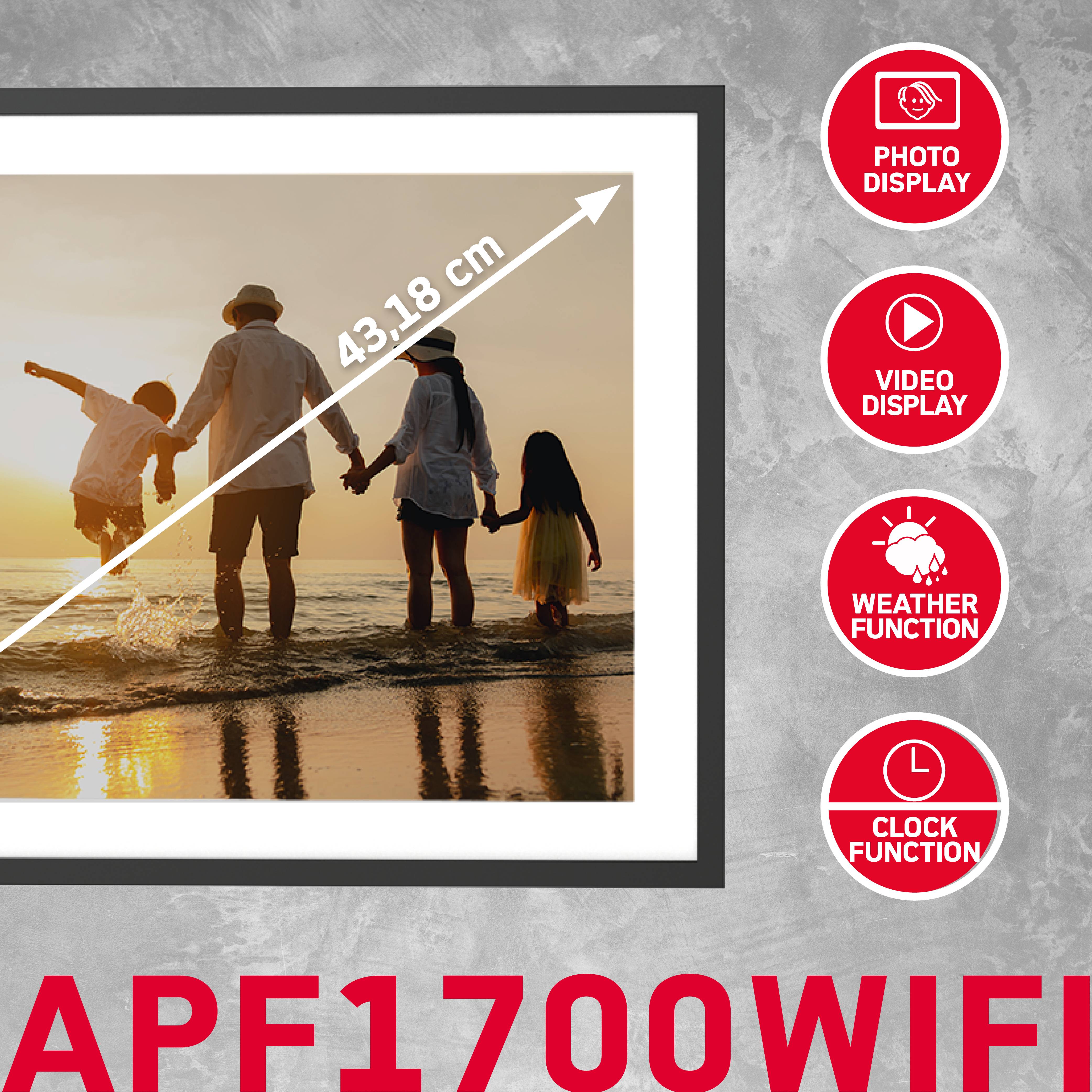AGFA PHOTO Cadre Photo Connecté Realiview APF1700 Wi-Fi 17" LCD - Affichage Photos/Vidéos, Horloge, Météo, Rotation Aut-4