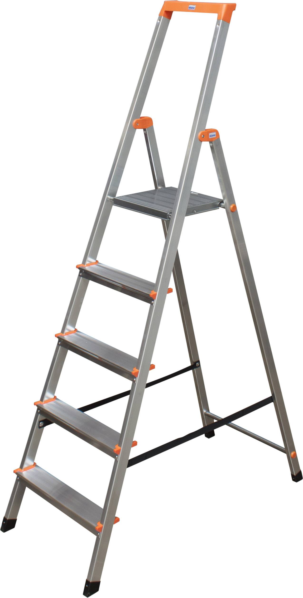 Une échelle en aluminium à six marches avec des détails orange, idéale pour une utilisation en intérieur.