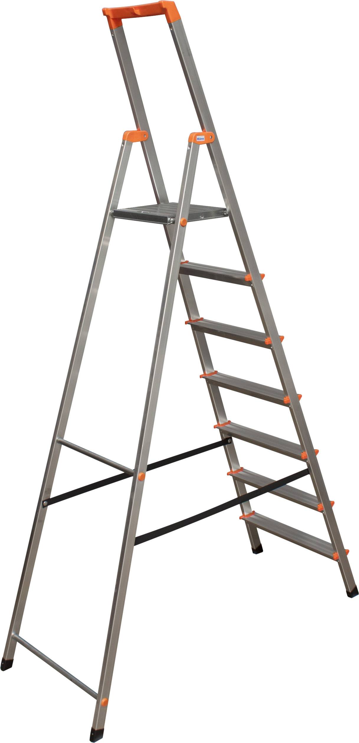 Une échelle en aluminium à six échelons avec des accents orangés, adaptée à une utilisation en intérieur.