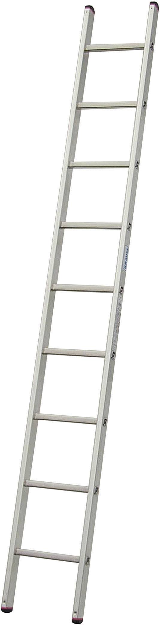 Échelle en aluminium argenté avec neuf échelons, adaptée pour atteindre des endroits en hauteur à l'intérieur ou à l'extérieur.