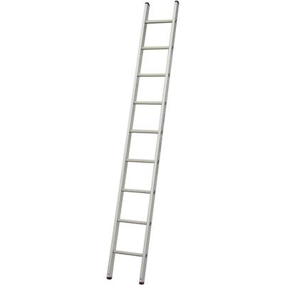 Échelle en aluminium argenté avec neuf échelons, adaptée pour atteindre des endroits en hauteur à l'intérieur ou à l'extérieur.