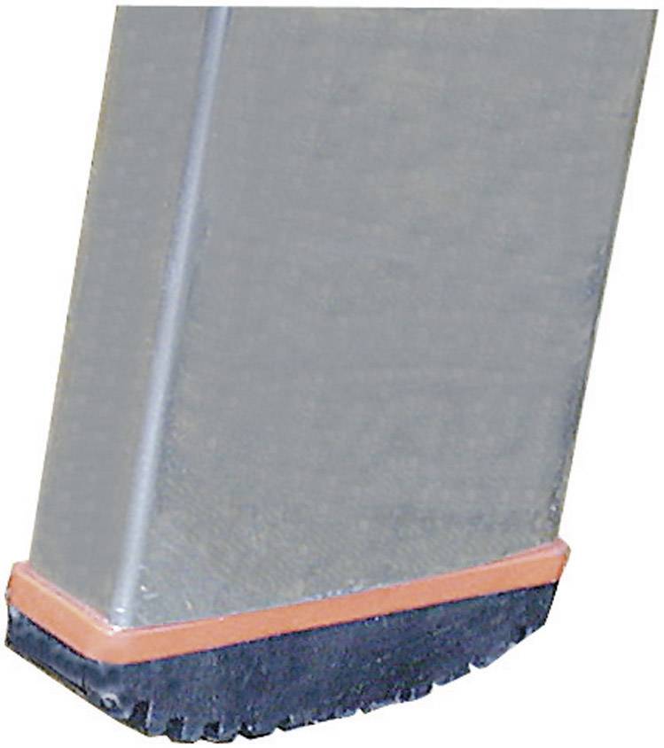 L'image montre la partie inférieure d'un pied de table en métal, équipé d'une protection en caoutchouc à sa base.