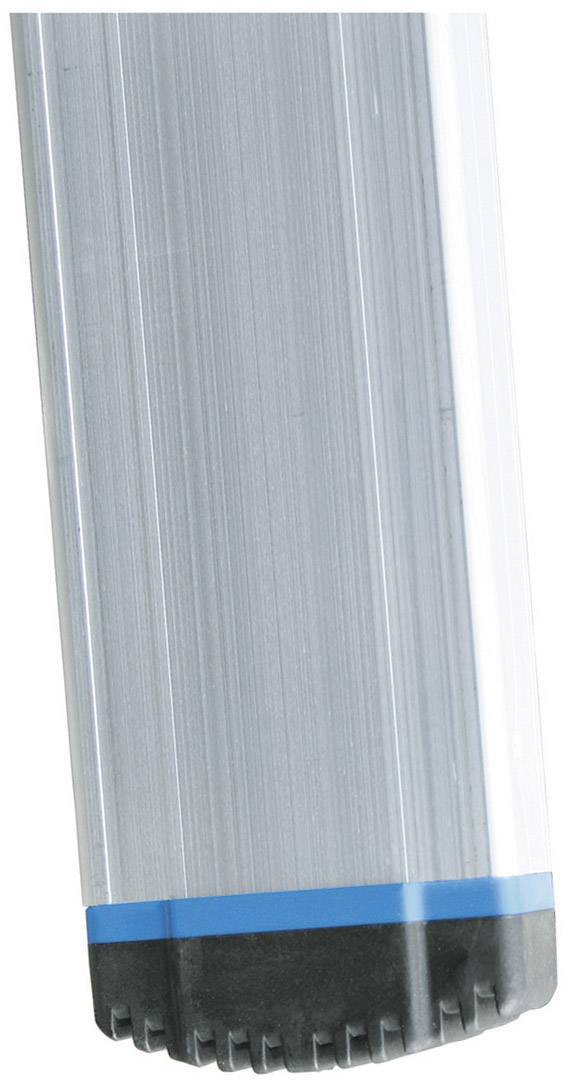 Une tige en aluminium argenté avec une extrémité dentelée noire et une bande bleue en dessous.