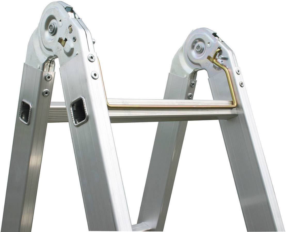 Articulation métallique d'une échelle reliant deux sections.