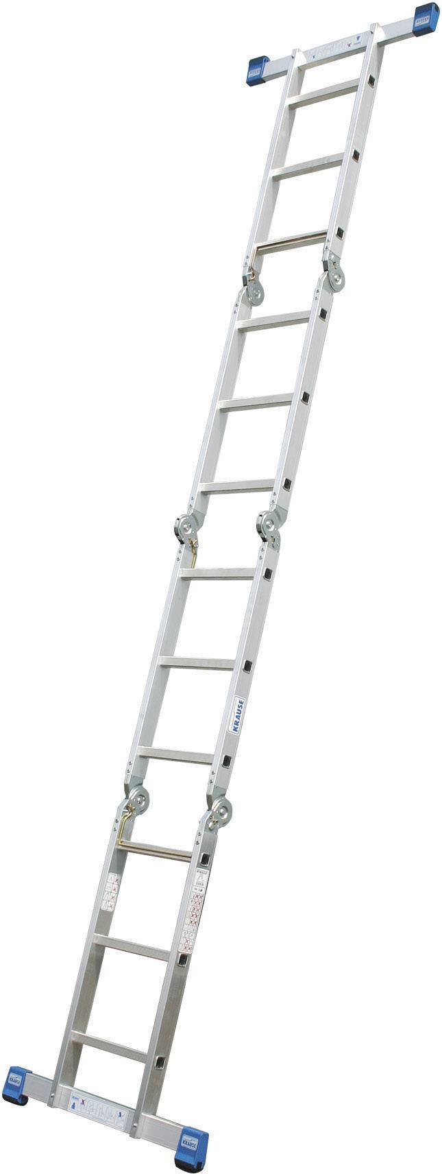 Échelle télescopique multiposition en aluminium, déployée et prête à l'emploi.