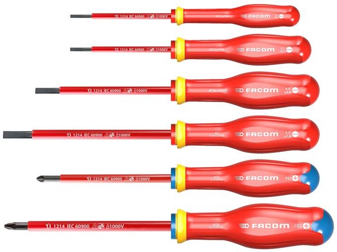 Jeu de 6 tournevis Protwist® isolés 1000 V - FACOM - ATDVE.J6PB-0