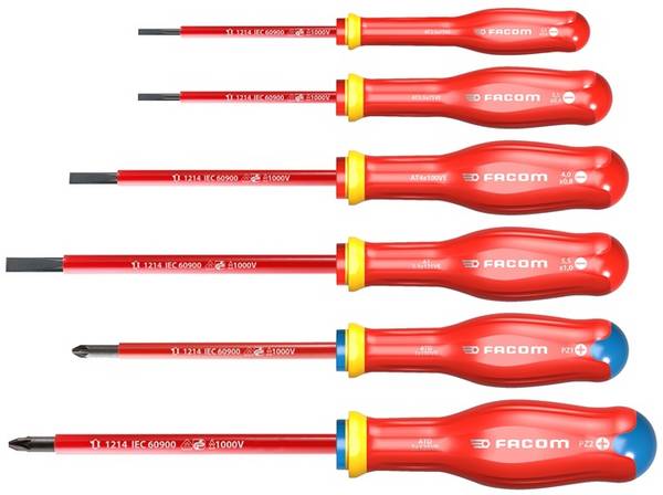 Jeu de 6 tournevis Protwist® isolés 1000 V - FACOM - ATDVE.J6PB